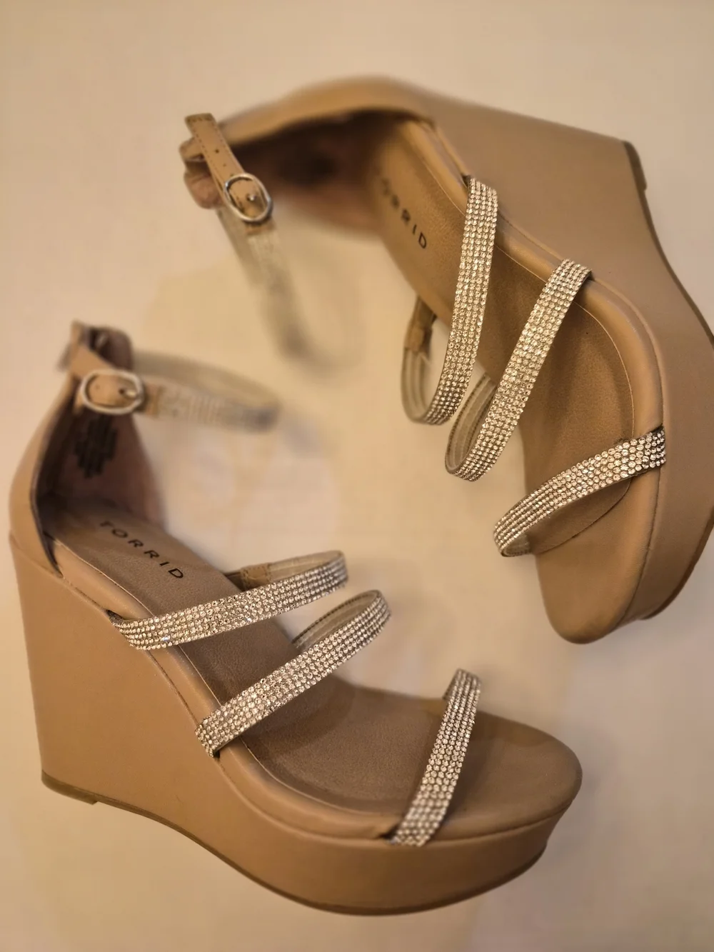 torrid Blush Nude Wedge Sandals with Sparkle Straps